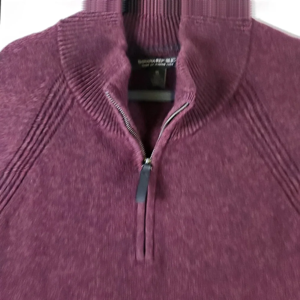 Banana Republic Mens XL‎ Burgundy Wool Blend Quarter Zip Pullover Sweater